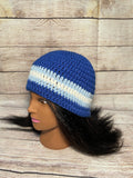 Simple Blues and White Bean Hat