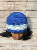 Simple Blues and White Bean Hat