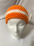 Orange & White Beanie Hat w/ Bow (small)