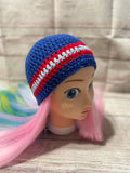 Simple Blues and Red Beanie Hat