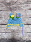 Unicorn Hat Blue with Accent Flowers