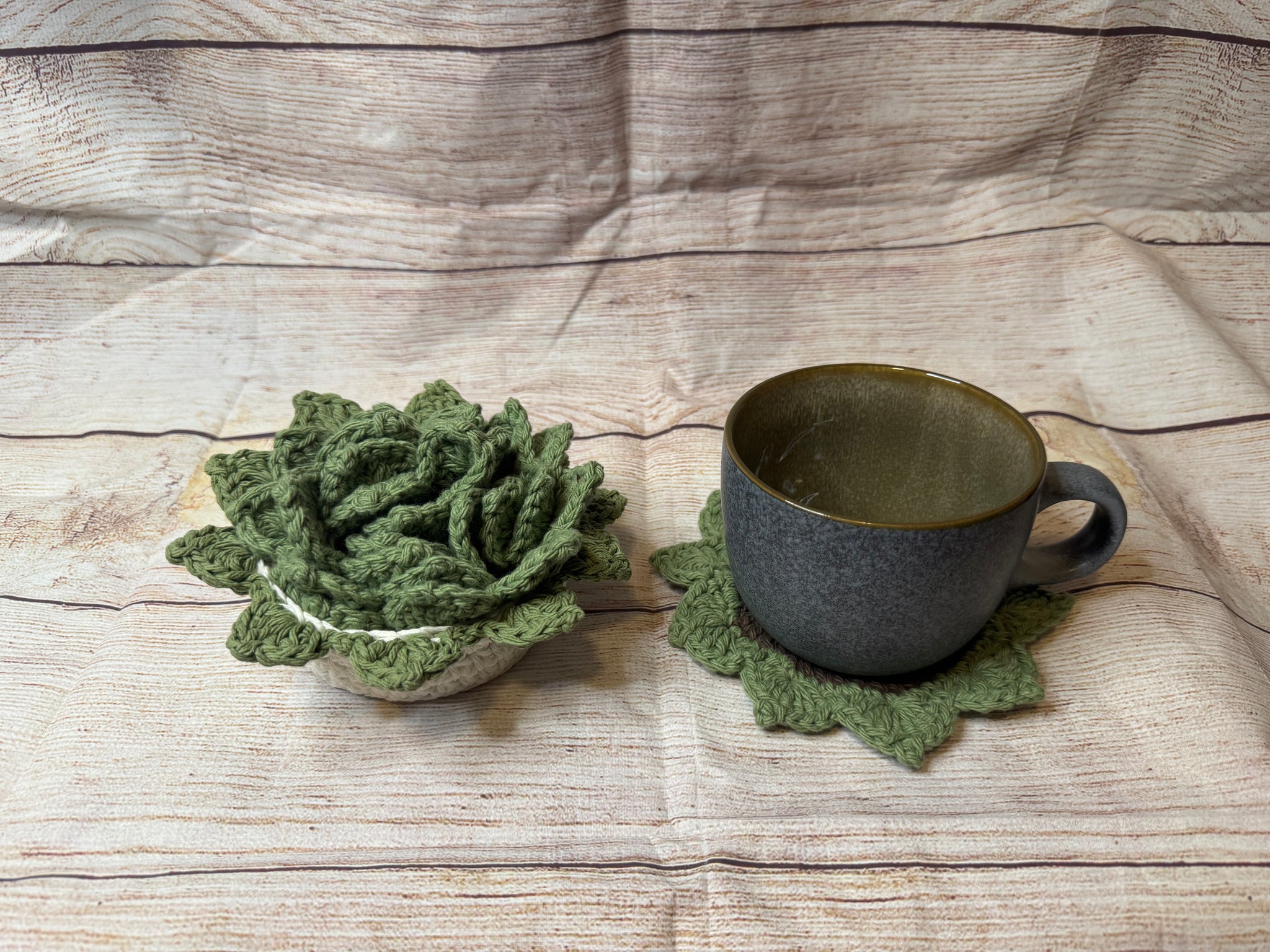 crochet succulent coasters Crochet Plant Coasters with Flower Pot Holder – Set of 4 – Vanessa's Crochet Creations