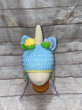 Unicorn Hat Blue with Accent Flowers
