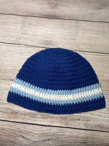 Simple Blues and White Bean Hat