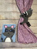 Raccoon Curtain Tie w/ Matching Painting