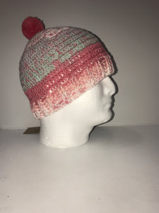 Strawberry Pie Self Striping Pompom Beanie Hat (Medium)
