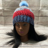 Fruit Punch Beanie Hat with Faux Fur Pompom