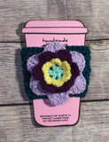 Crochet Cup Sleeve (Flower Appliqué)