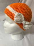 Orange & White Beanie Hat w/ Bow (small)