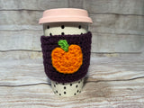 Crochet Cup Sleeve (Pumpkin Appliqué)