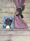 Raccoon Curtain Tie w/ Matching Painting