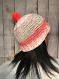 Strawberry Pie Self Striping Pompom Beanie Hat (Medium)