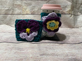 Crochet Cup Sleeve (Flower Appliqué)