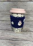 Cotton Cup Sleeve (Snowman & Snowflake Buttons)
