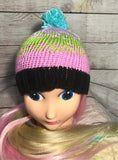Hand Knit Fair Isle Pompom Hat (Bright Orchid)